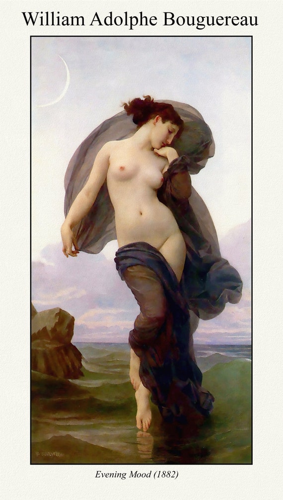 Bouguereau, Evening Mood (1882), art print (giclee) on durable cotton canvas, 50 x 70 cm or 20x25" approx.