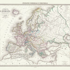 Alexandre Vuillemin, Pl. 2. Nouvelle carte illustree de l'Europe, 1861, map on heavy cotton canvas, 22x27" approx.