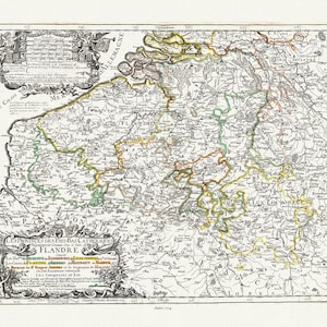 Pays-Bas: Flandre, Belgique, Luxembourg, 1704, Sanson auth., carte sur toile de coton durable, 50 x 70 cm ou 20x25 » env.