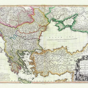 Türkei In Europa, 1795, William Faden auth., Karte auf schwerer Baumwollleinwand, 20 x 25" ca.