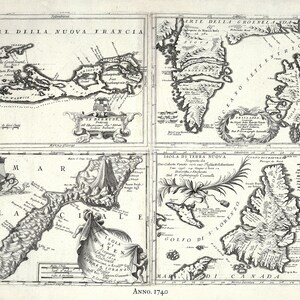 Islas en el Océano Atlántico, 1740, Seutter auth., mapa sobre lienzo de algodón pesado, 50 x 70cm, 20 x 25" aprox.