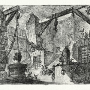 Giovanni Battista Piranesi, Le Carceri d'Invenzione (Les prisons de l'invention), Planche XII, 1760, auf schwerem Baumwollleinen, ca.