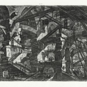Giovanni Battista Piranesi, Le Carceri d'Invenzione (Les prisons de l'invention), Planche VII, 1760, auf schwerem Baumwollleinen, ca.
