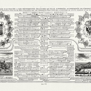 Austria: Henri Chatelain,  Carte Genealogique de la Maison Imperiale d’Autriche, 1720, map on heavy cotton canvas, 22x27" approx.