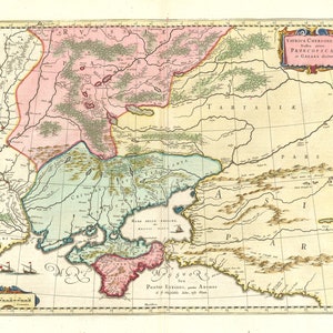 Europe, Est, Ukraine, Tavrica Chersonesvs, 1665, Bleau auth., carte sur toile de coton lourde, 50 x 70 cm