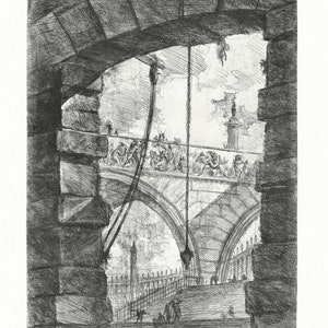 Giovanni Battista Piranesi, Le Carceri d'Invenzione (Les prisons de l'invention), Planche IX, 1760, auf schwerem Baumwollleinen, ca.