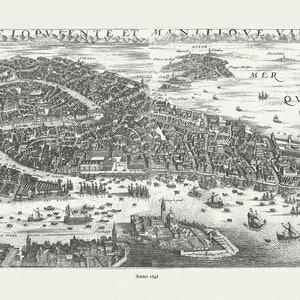 Italy, Venice, Description De L'Opulente et Manifique Ville de Venise, 1648, Boisseau authore, map on canvas, 50 x 70cm, 20 x 25" approx.