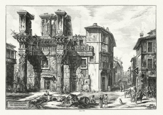 Giovanni Battista Piranesi, View of the Remains of the Forum of Nerva (2 of 2), c. 1760,  on  cotton canvas, 50 x 70 cm or 20x25" approx.
