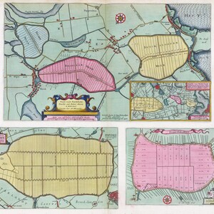 Pays-Bas, Kaarte vande Buyck-slooter, Meeren; Va De Purmer; Byllemer-Meer, 1665, Blaeu auth., carte sur toile de coton lourde, 50 x 70 cm