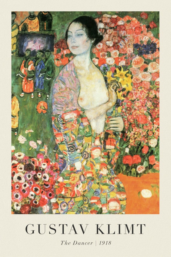 Gustav Klimt 10, The Dancer, art print (giclee) on durable cotton canvas, 50 x 70 cm or 20x25" approx.