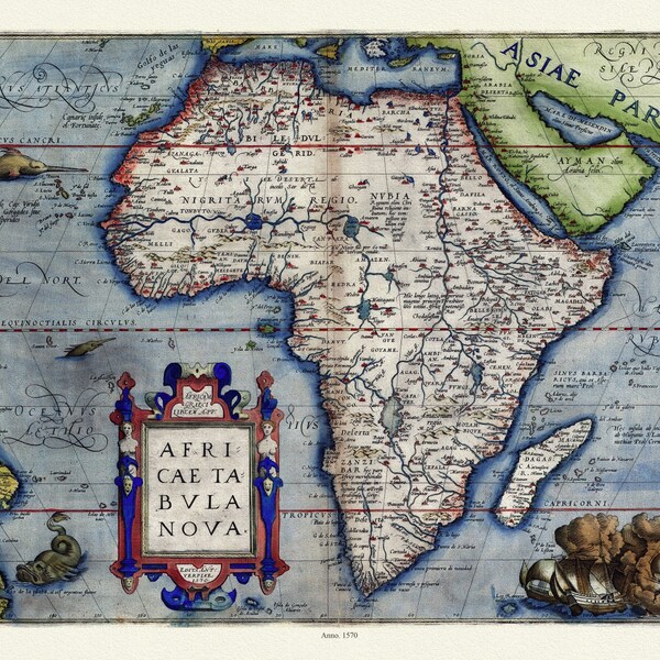 Canvas Map of Africa Etsy