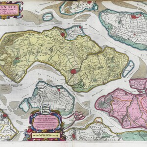 Países Bajos, Zelandiae Pars Transscaldina,1665, Blaeu auth., mapa sobre lienzo pesado de algodón, 50 x 70 cm