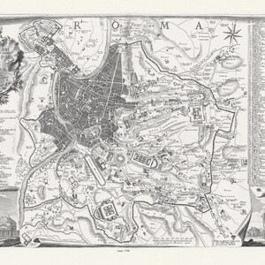 Italia, Roma, Noli et Bufalini, Administro Vrbis Ichnographiam, Roma, 1748, mapa sobre lienzo de algodón duradero, 50 x 70 cm o 20x25" aprox.