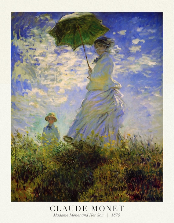 Claude  Monet 71, Woman with Parasol, Madame Monet and Her Son, 1904, art print (giclee) on cotton canvas, 50 x 70 cm or 20x25" approx.