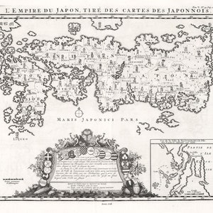 Japan: L'Empire du Japon, Tire des Cartes des Japonnois, 1718, Karte auf schwerer Baumwollleinwand, 50x70cm ca.
