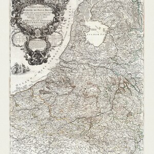 Países Baixos: Giovanni Giacomo de Rossi, Le Decisette Provincie de Paesi Bassi, 1669, mapa em tela de algodão, 50 x 70 cm ou 20x25" aprox.