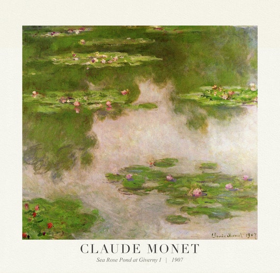 Claude  Monet 86, Sea Rose Pond at Giverny I, 1907, art print (giclee) on durable cotton canvas, 50 x 70 cm or 20x25" approx.