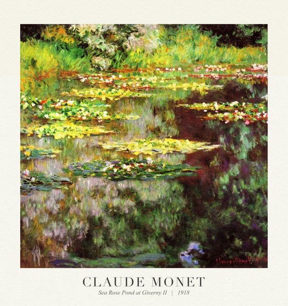 Claude  Monet 85, Sea Rose Pond at Giverny, 1918, art print (giclee) on durable cotton canvas, 50 x 70 cm or 20x25" approx.