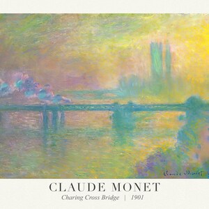 Claude Monet 43, Charing Cross Bridge, London, 1901 Ver. II, Kunstdruck auf strapazierfähiger Baumwoll-Leinwand, 50 x 70 cm oder 20x25" ca.