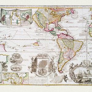 Leth, Carte Nouvelle de la Mer du Sud dressèe par ordre des principaux directeurs, 1730, carte sur toile de coton lourde, 20x25 » env.