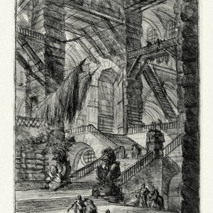 Giovanni Battista Piranesi, Le Carceri d'Invenzione (Les prisons de l'invention), Planche I, 1760, auf schwerer Baumwollleinwand, ca.