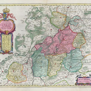 Polonia: Poloniae, Dvcatvs Silesiae Glogani Vera Delineatio, 1665, Bleau auth., mapa sobre lienzo pesado de algodón, 50 x 70 cm