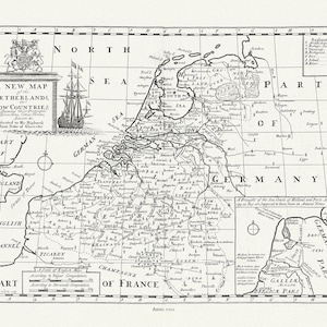 Pays-Bas, Pays-Bas, 1700, Wells auth., carte sur toile de coton durable, 50 x 70 cm ou 20x25 » env.