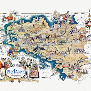 Bretagne (Bretaña), Jacques Liozu, 1951, cartel de viaje reimpreso en lienzo de algodón duradero, 50 x 70 cm, 20 x 25" aprox