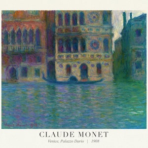 Claude Monet 59, Venedig, Palazzo Dario, 1908, Kunstdruck (Giclee) auf strapazierfähiger Baumwollleinwand, 50 x 70 cm oder 20x25" ca.