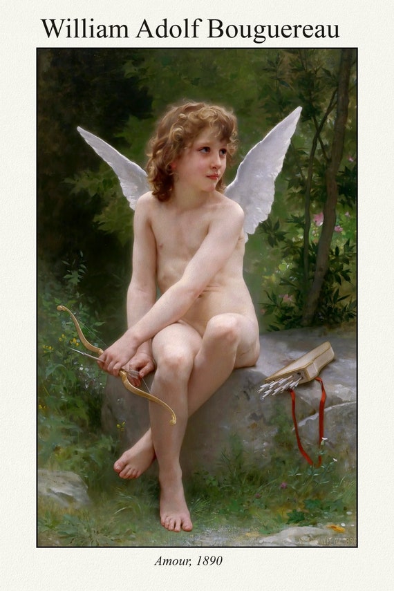 Bouguereau, Amour (1890), art print (giclee) on durable cotton canvas, 50 x 70 cm or 20x25" approx.