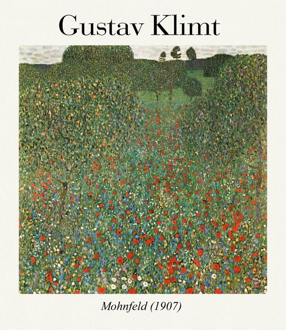 Gustav Klimt 21, Mohnfeld (1907), art print (giclee) on durable cotton canvas, 50 x 70 cm or 20x25" approx.