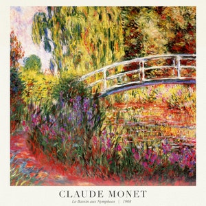 Claude Monet 87, Le Bassin aux Nympheas, 1908, Kunstdruck (Giclee) auf strapazierfähiger Baumwollleinwand, 50 x 70 cm oder 20x25" ca.
