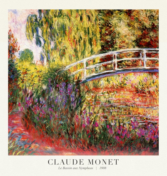 Claude  Monet 87, Le Bassin aux Nympheas, 1908, art print (giclee) on durable cotton canvas, 50 x 70 cm or 20x25" approx.