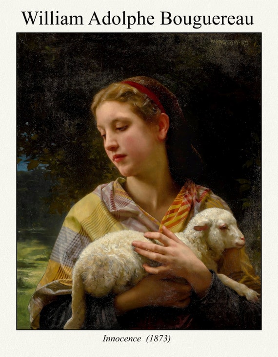Bouguereau, Innocence  (1873), art print (giclee) on durable cotton canvas, 50 x 70 cm or 20x25" approx.