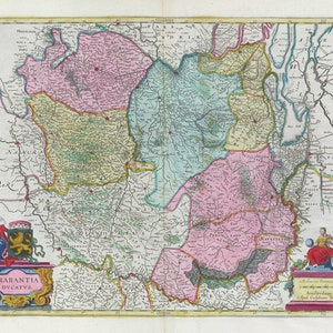 Pays-Bas, Brabantia Dvcatvs, 1665, Blaeu auth., carte sur toile de coton lourde, 50 x 70 cm