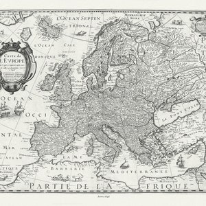 Pierre-Jean Mariette, Carte de l'Europe, 1646, map on heavy cotton canvas, 22x27" approx.