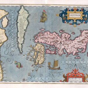 Japón: laponia, 1623, Mercator et , mapa sobre lienzo de algodón pesado, 50x70cm (20 x 25") aprox.