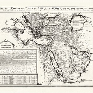 Turkey: Carte de L'Empire des Turcs en Asie & en Afrique, 1718,Henri Chatelain auth.  map on heavy cotton canvas, 20 x 25" approx.