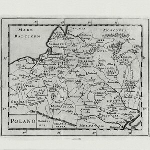 Flamsteed, Pologne, 1681, carte sur toile de coton lourd, 22x27 » environ.