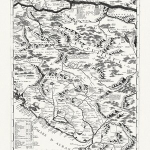 Danubio: Coronelli (Vicenzo 1650-1718), Corso del Danubio (Planche 2 de 6), 1693, mapa sobre lienzo de algodón pesado, 22x27" aprox.