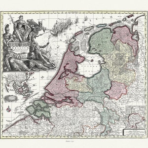 Pays-Bas: Belgique Foederatum, 1730, Seutter auth., carte sur toile de coton durable, 50 x 70 cm ou 20x25 » env.