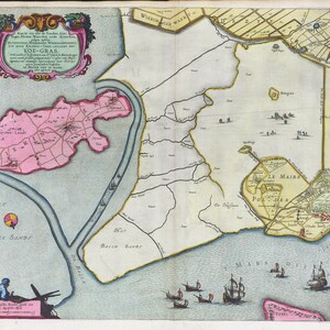 Países Bajos, Kaerte van... Het Koe-Gras, 1665, Blaeu auth., mapa sobre lienzo pesado de algodón, 50 x 70 cm