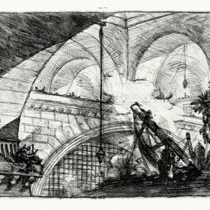 Giovanni Battista Piranesi, Le Carceri d'Invenzione (Les prisons de l'invention), Planche XV, 1760, auf schwerem Baumwollleinen, ca.