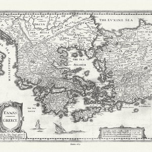 Greece.1671, Speed authore, mapa sobre lienzo de algodón grueso, 50 x 70cm, 20 x 25" aprox.