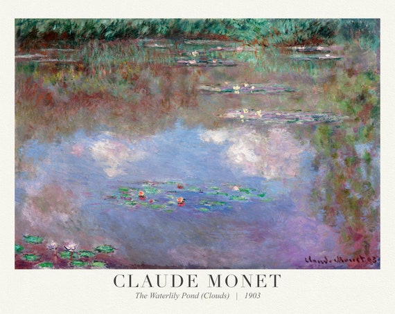 Claude  Monet 82, The Waterlily Pond (Clouds), 1903, art print (giclee) on durable cotton canvas, 50 x 70 cm or 20x25" approx.