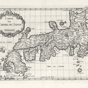 Japan: Carte de L'Empire du Japon. 1764E Bellin auth., Karte auf schwerer Baumwollleinwand, 50x70cm ca.