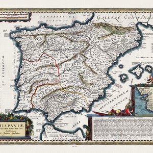 España, Bertius Hispaniae veteris descriptio., Geographieae veteris. Tabvlae Aliqvot. Theatri geographiae veteris, 1618, lienzo, 22x27