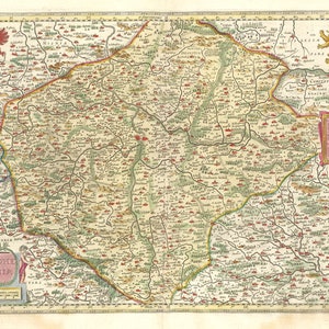 Europe, Est, Tchèque. Bohemia, 1665, Bleau auth., carte sur toile de coton lourde, 50 x 70 cm