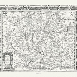 Bohemia, 1626, Speed authore, carte sur toile de coton durable, 50 x 70 cm ou 20x25 » env.