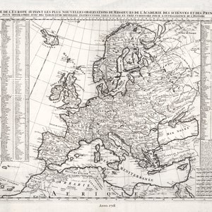Henri Chatelain-Tome I. No. B. Carte de l'Europe, 1718 , map on heavy cotton canvas, 22x27" approx.